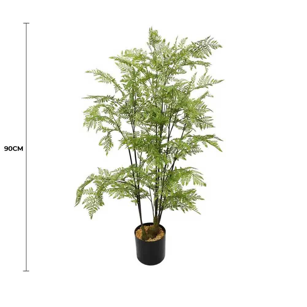 Faux Flora 90cm natural fern tree in a pot, artificial potted plant for home and garden decor.