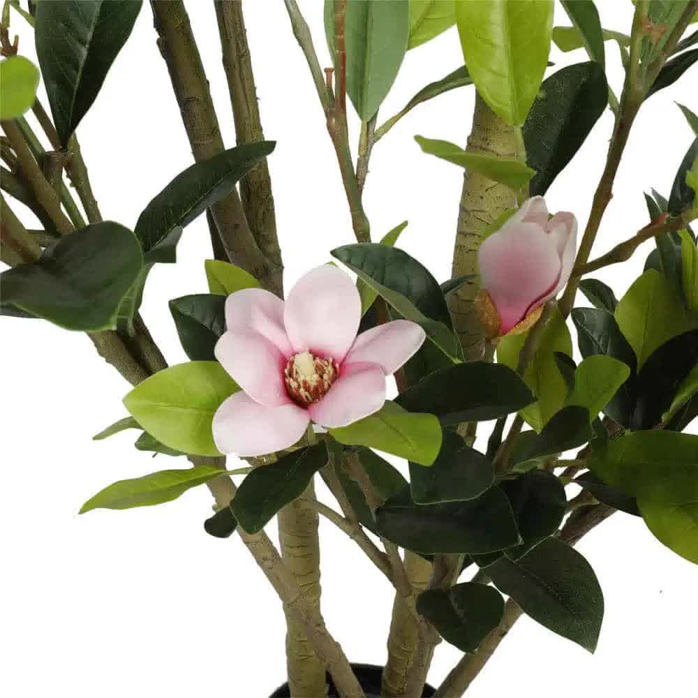 Potted pink flowering magnolia tree by Faux Flora, 250cm tall, artificial plant for home and garden decor.