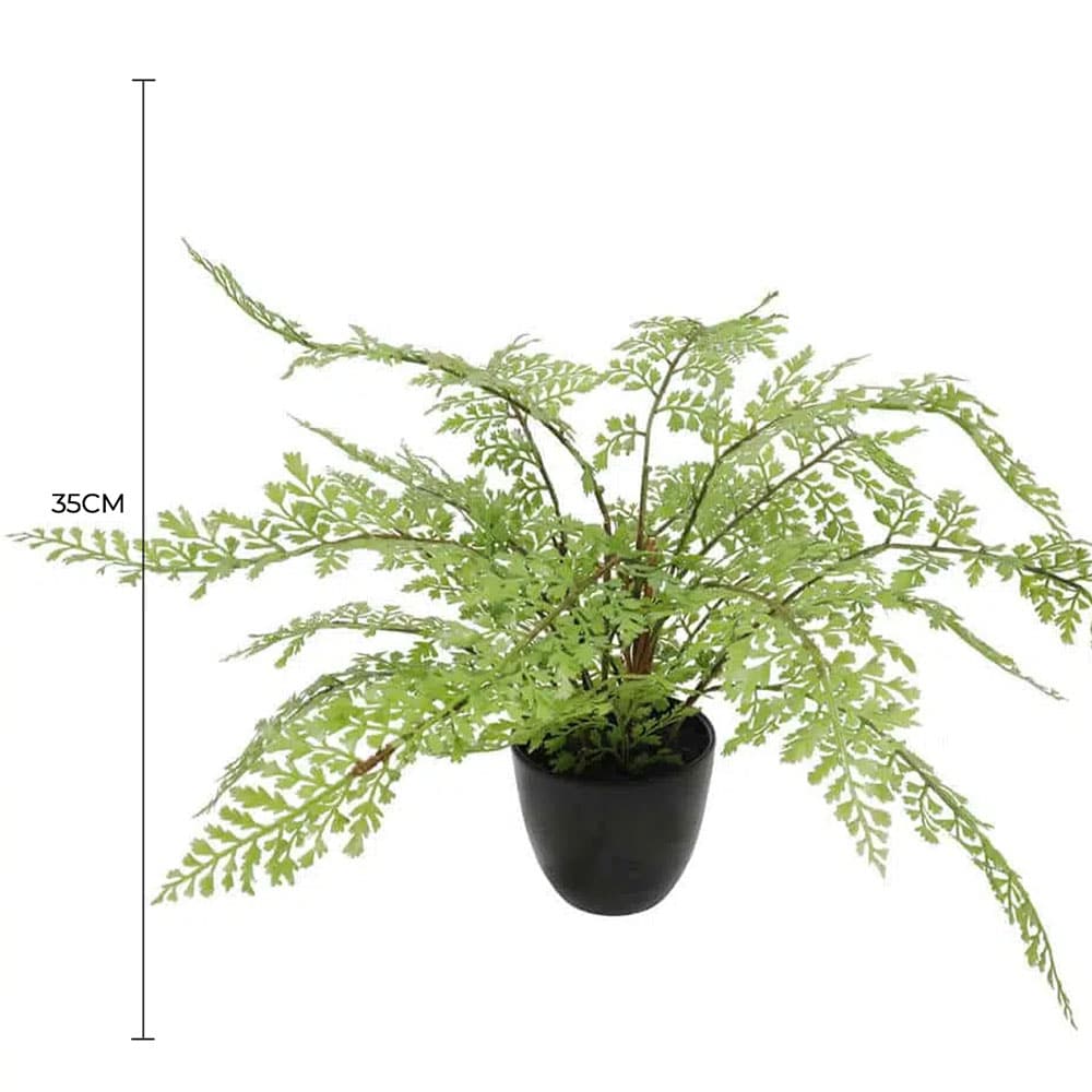 Small potted fern plant by Faux Flora, 35cm tall, artificial greenery in a decorative pot for home and garden decor.
