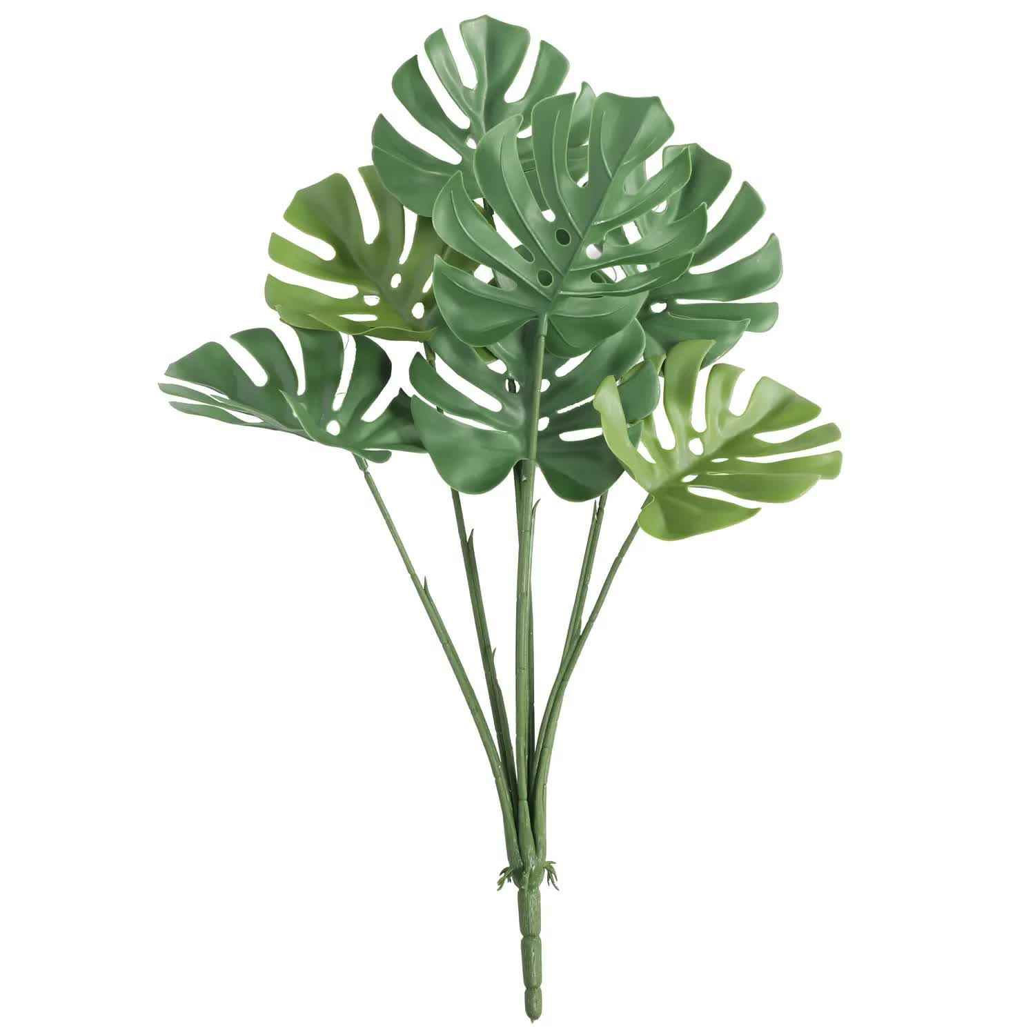 Artificial Monstera split leaf philodendron plant stem by Faux Flora, UV resistant, 60cm long for home and garden decor.