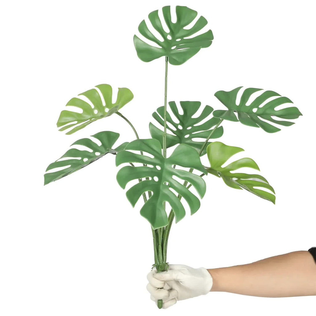 Artificial Monstera split leaf Philodendron plant stem by Faux Flora, UV resistant, 60cm, ideal for home and garden hanging plant decor.