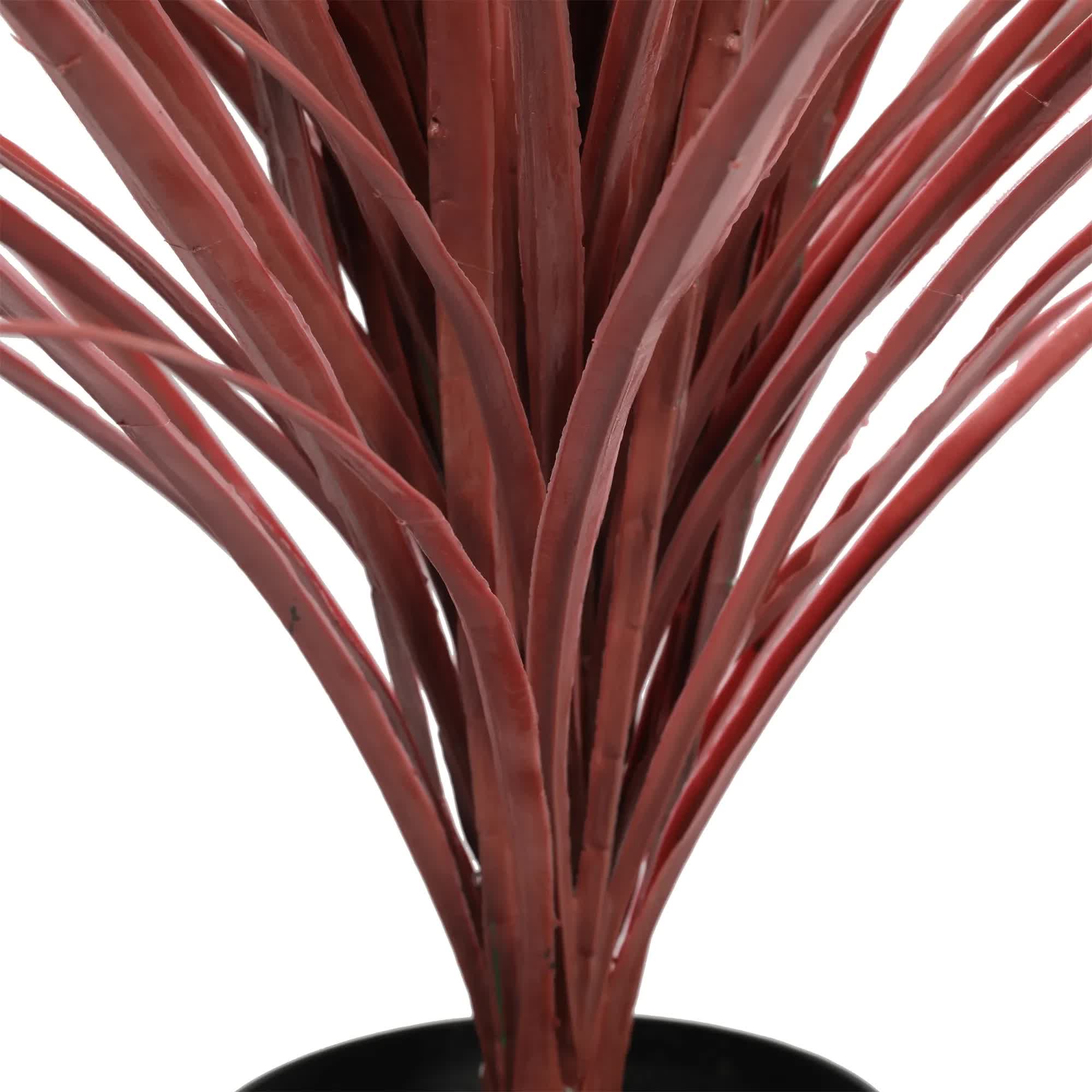Burgundy potted artificial long Yucca grass plant, UV resistant, 115cm tall, ideal for home and garden décor by Faux Flora.
