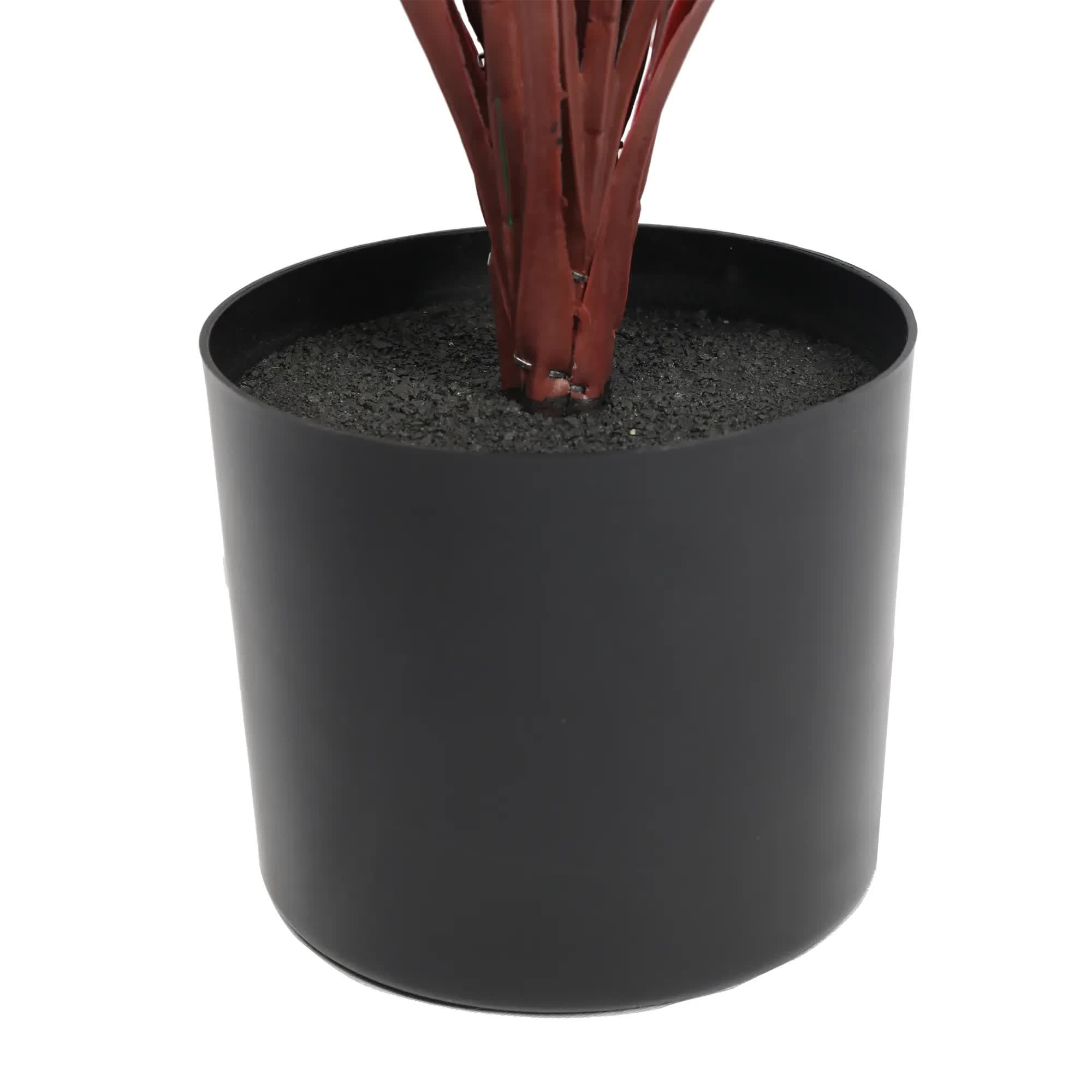Burgundy potted artificial Yucca grass plant from Faux Flora, UV resistant, 115cm tall, ideal for home and garden decor.