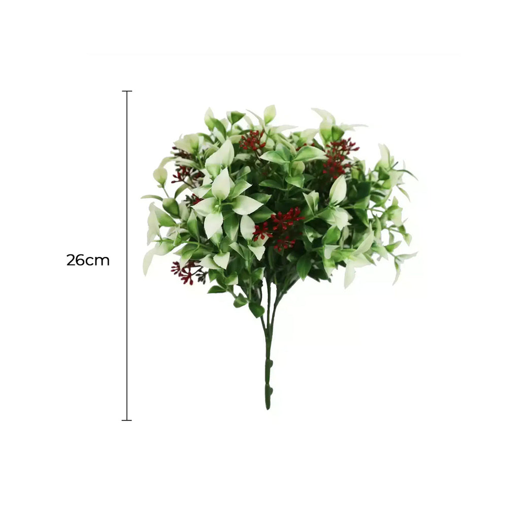 Artificial flowering holly plant stem by Faux Flora, UV resistant 26cm for home and garden hanging plant decor.