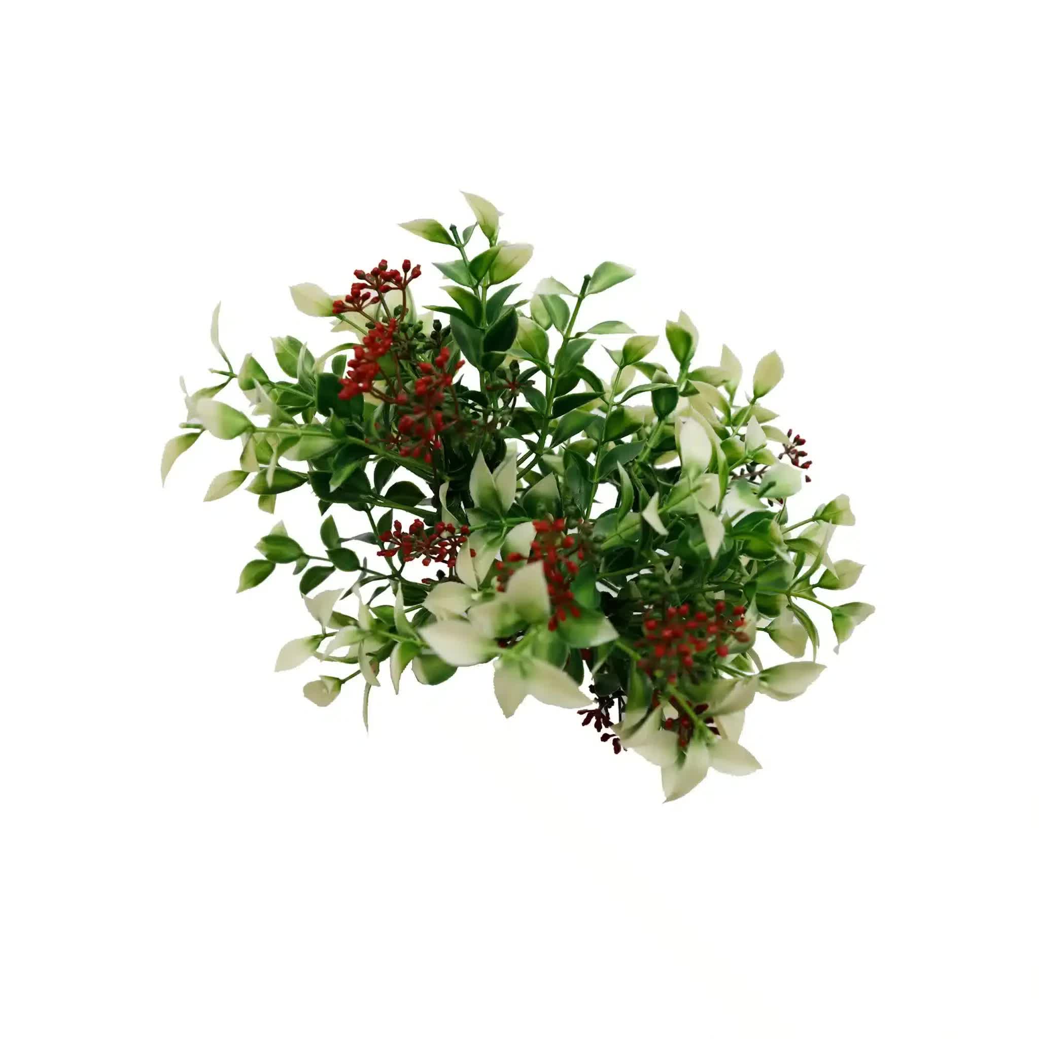 Artificial flowering holly plant stem by Faux Flora, UV resistant, 26cm, ideal for hanging garden decor.