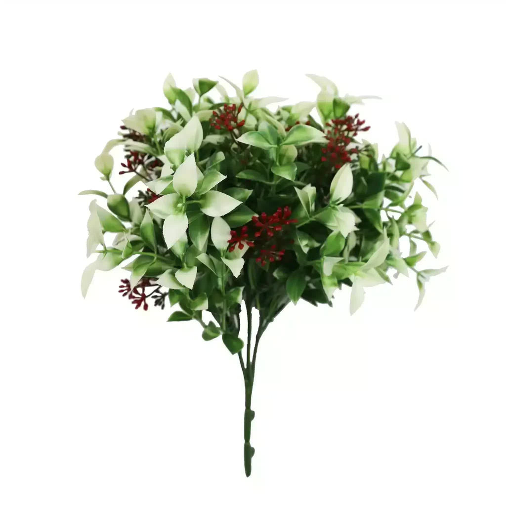 Artificial flowering holly plant stem by Faux Flora, UV resistant, 26cm long, suitable for hanging garden decor
