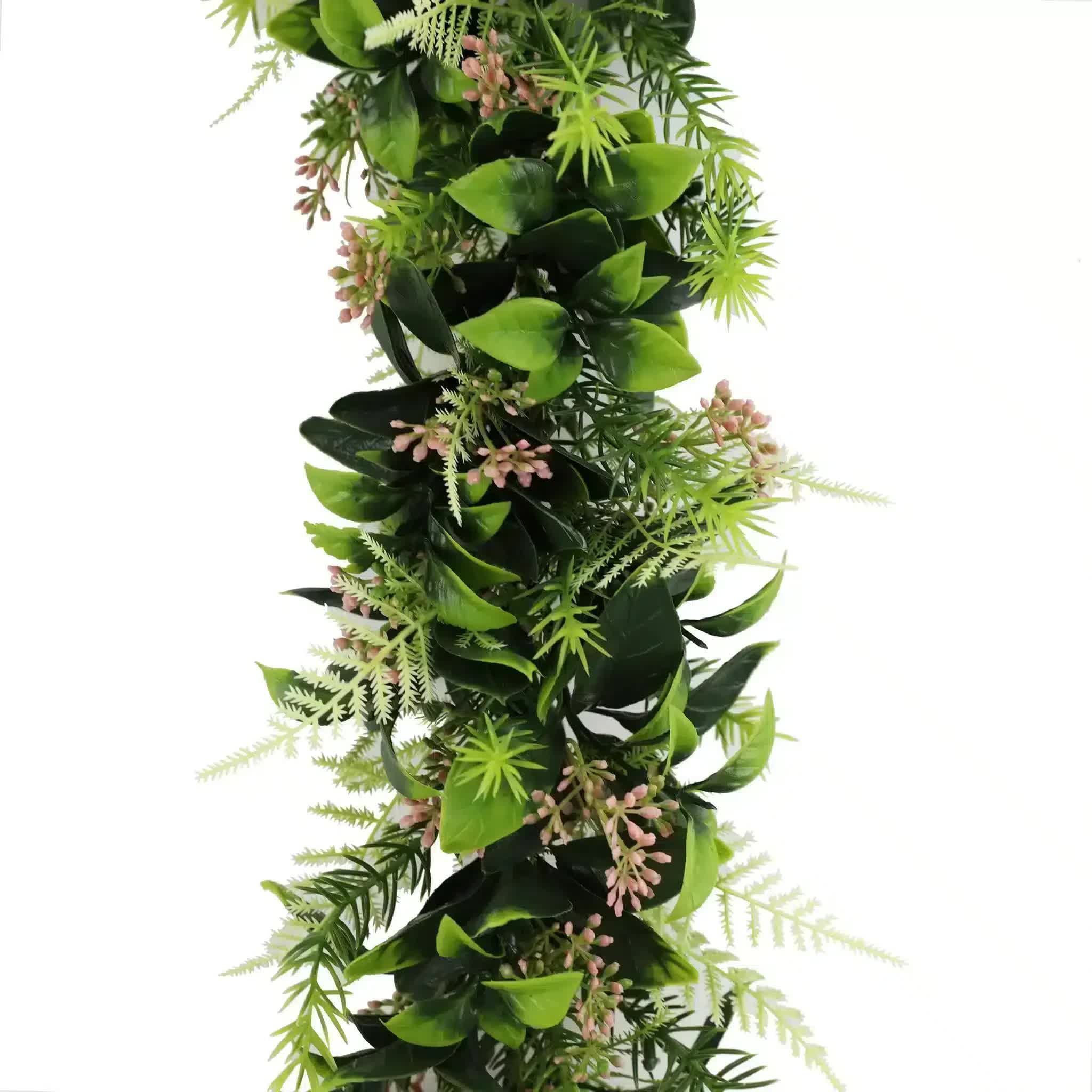 Artificial extendable hanging cedar vine by Faux Flora, 55cm UV resistant flowering plant for home and garden decor.