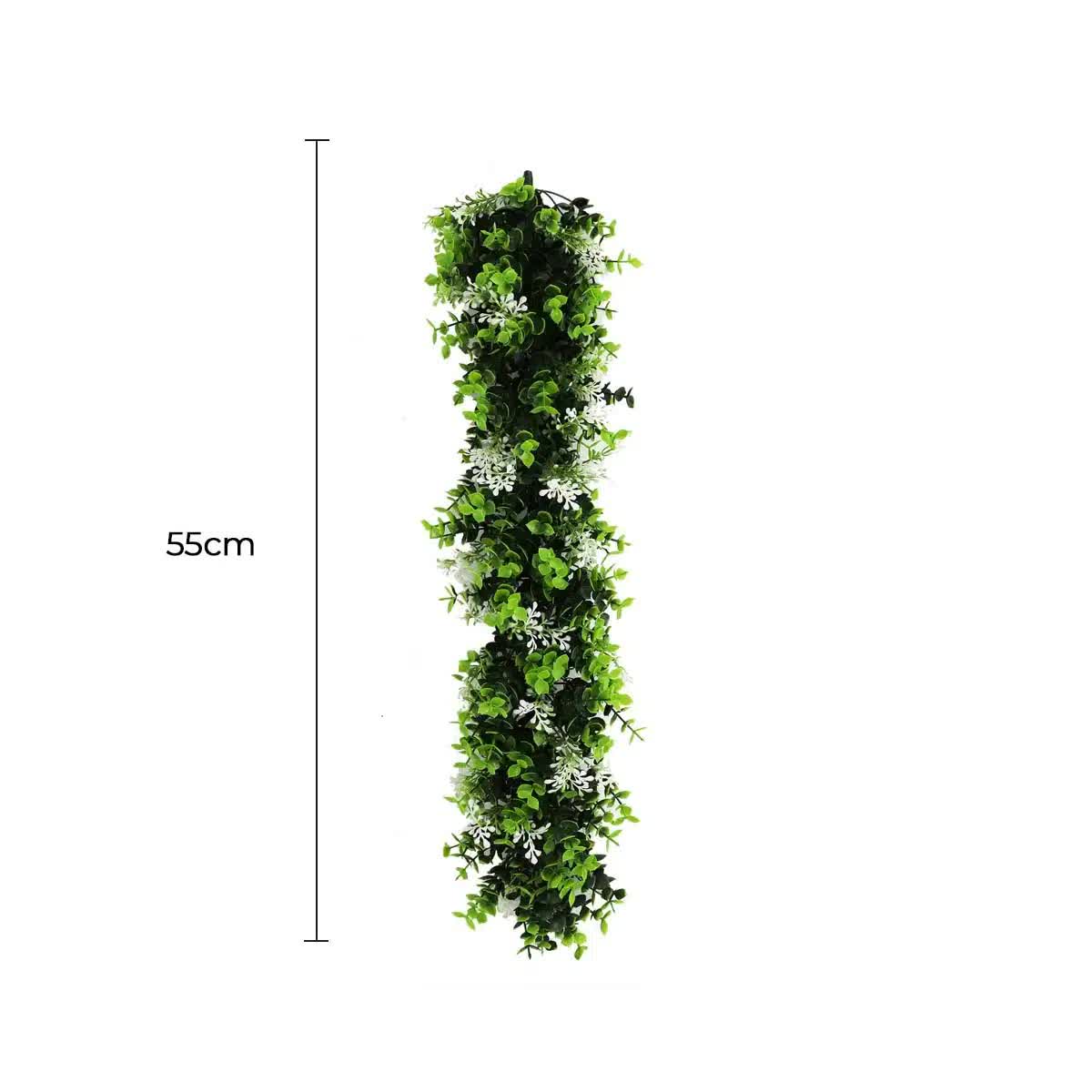 Artificial white eucalyptus vine by Faux Flora, 55cm extendable hanging plant, UV resistant for indoor or outdoor decor.