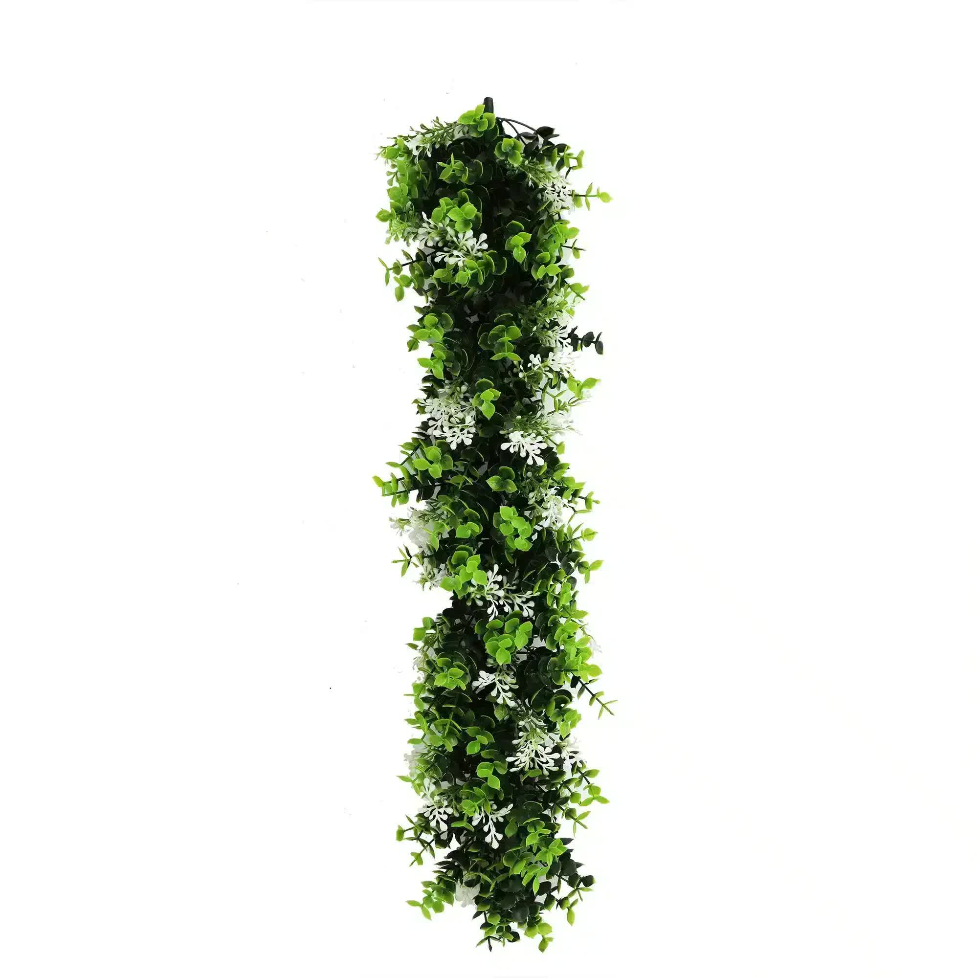 Artificial white eucalyptus vine by Faux Flora, 55cm extendable hanging plant with UV-resistant foliage for home and garden decor.