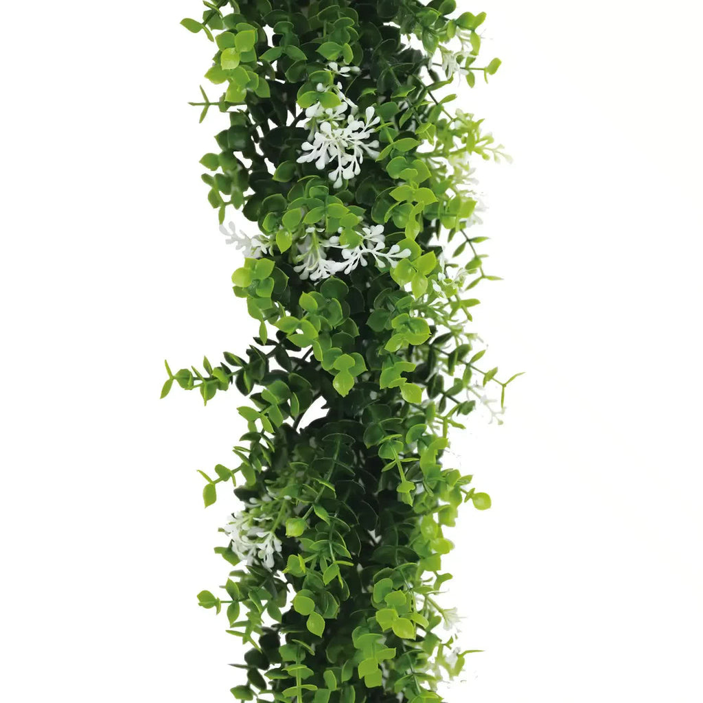Artificial white eucalyptus vine from Faux Flora, 55cm extendable hanging plant with UV-resistant faux greenery for home or garden.