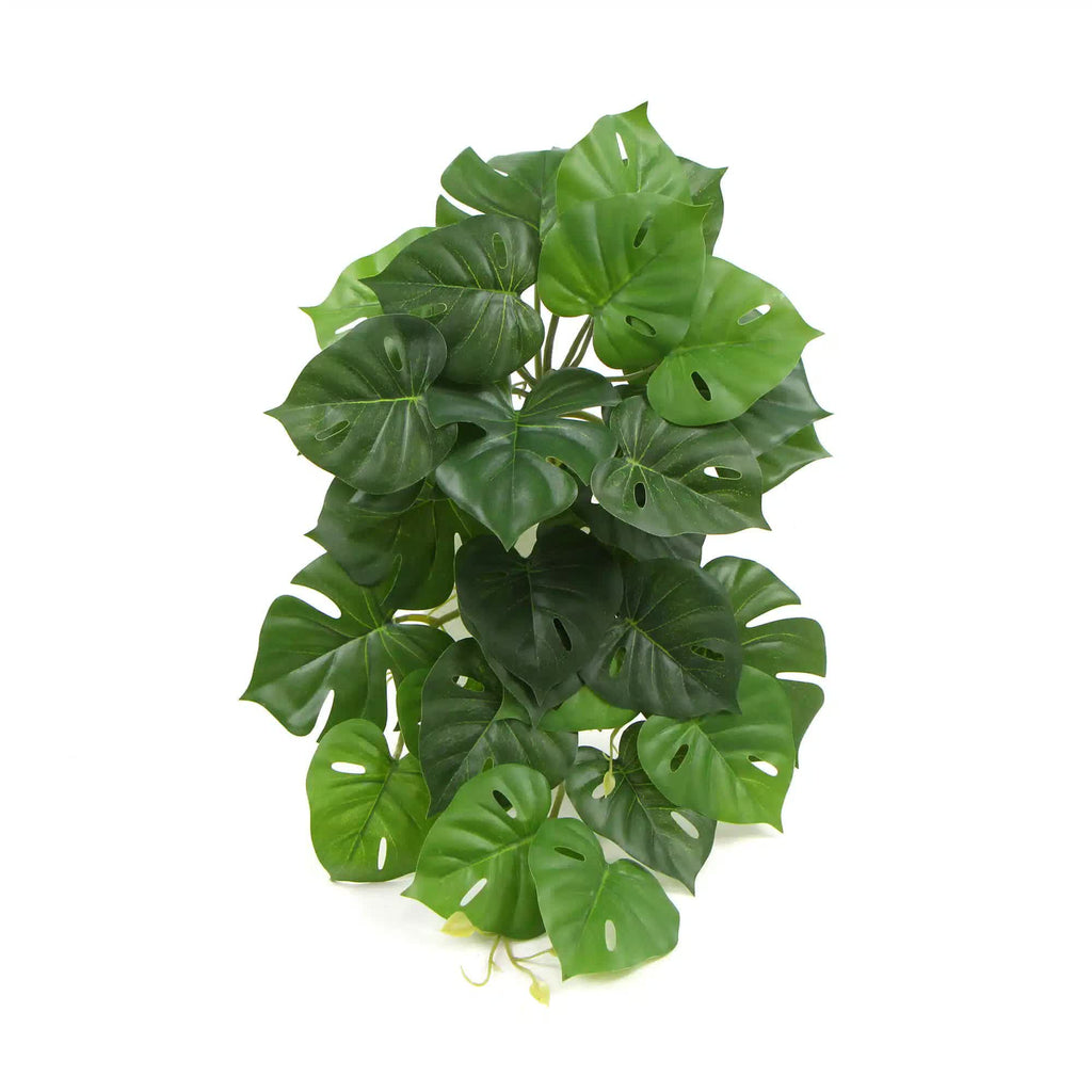 Artificial Monstera Adansonii plant stem by Faux Flora, 50cm long, no pot, realistic green leaves for home and garden decor.