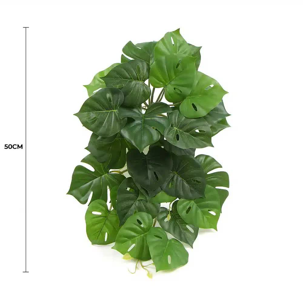 Artificial Monstera Adansonii plant stem by Faux Flora, 50cm long, showcasing detailed green leaves without a pot.