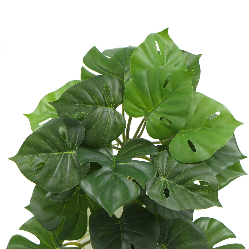 Faux Flora 50cm artificial Monstera Adansonii plant stem without pot, realistic green leaves for home and garden decor.