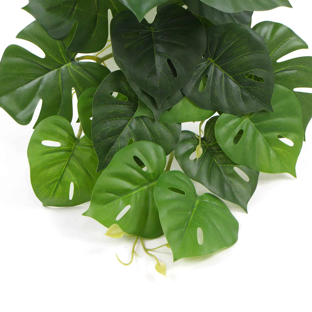 Artificial Monstera Adansonii plant stem by Faux Flora, 50cm long, realistic faux greenery for home and garden decor.