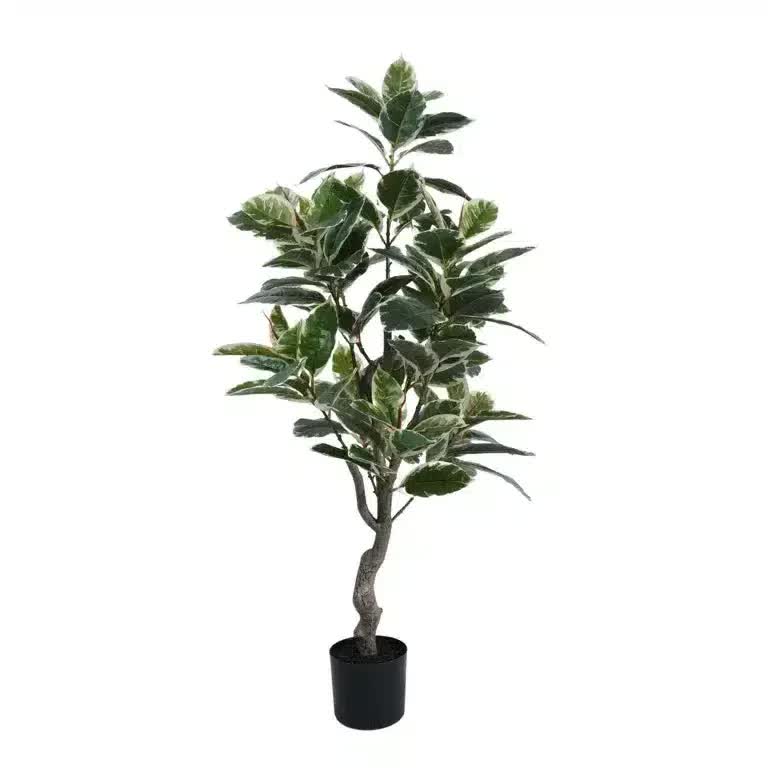 Artificial variegated Ficus tree by Faux Flora, 120cm, UV resistant, ideal for indoor gardening or gym decor.