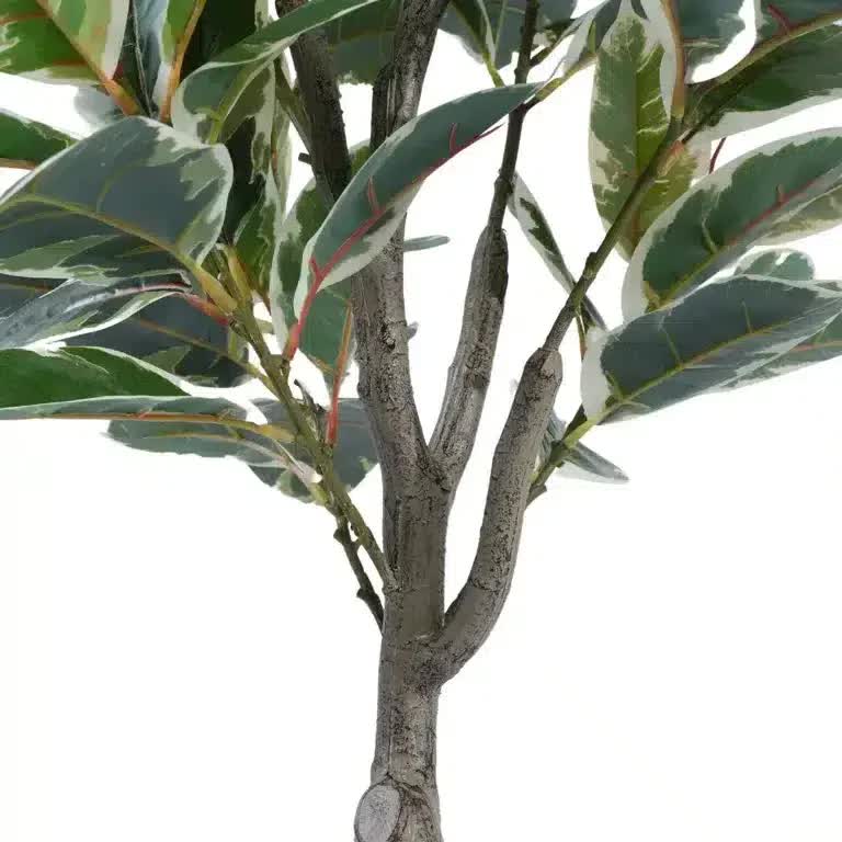Artificial bushy variegated ficus tree by Faux Flora, 120cm UV-resistant rubber tree for gym or fitness decor.