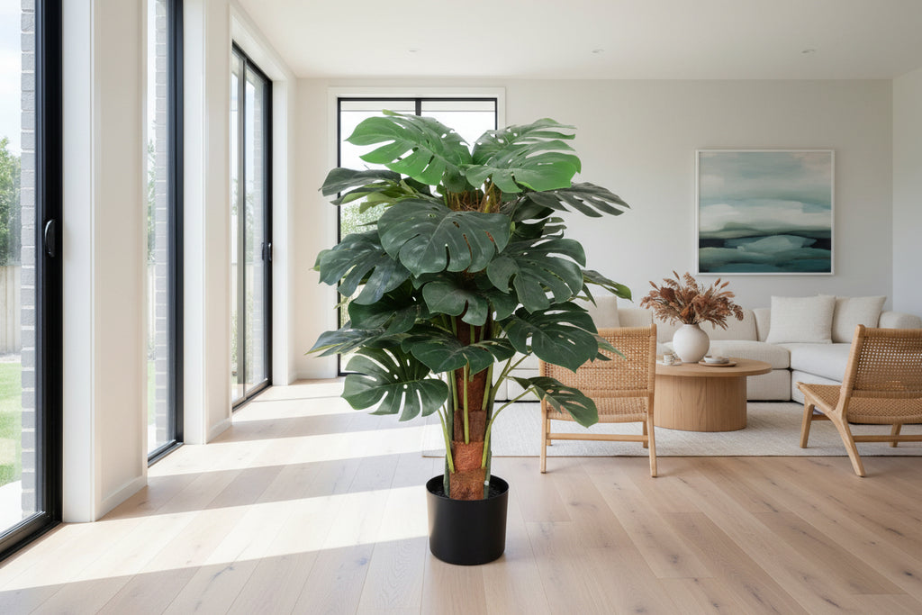 Artificial Monstera Deliciosa tree by Faux Flora, 100cm tall, with lush green leaves, perfect for home decor and garden accents.