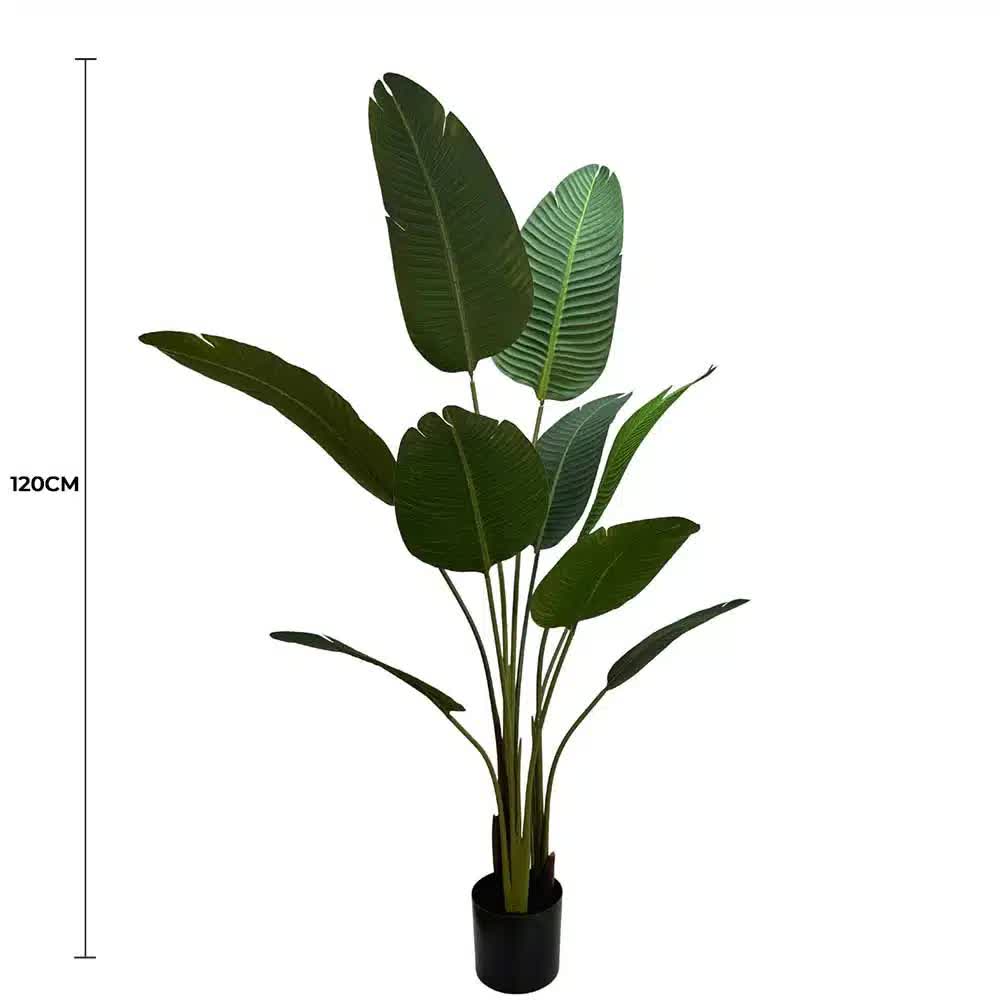 Artificial Travellers Palm tree in a pot, 120cm tall, from Faux Flora, ideal for home and garden decor.