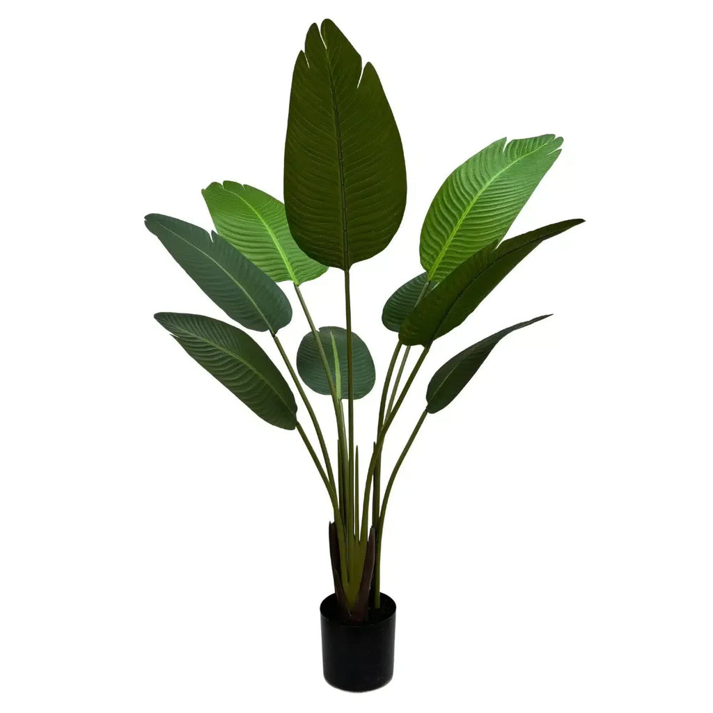 Artificial Travellers Palm tree by Faux Flora, 120cm potted banana palm in a home and garden setting