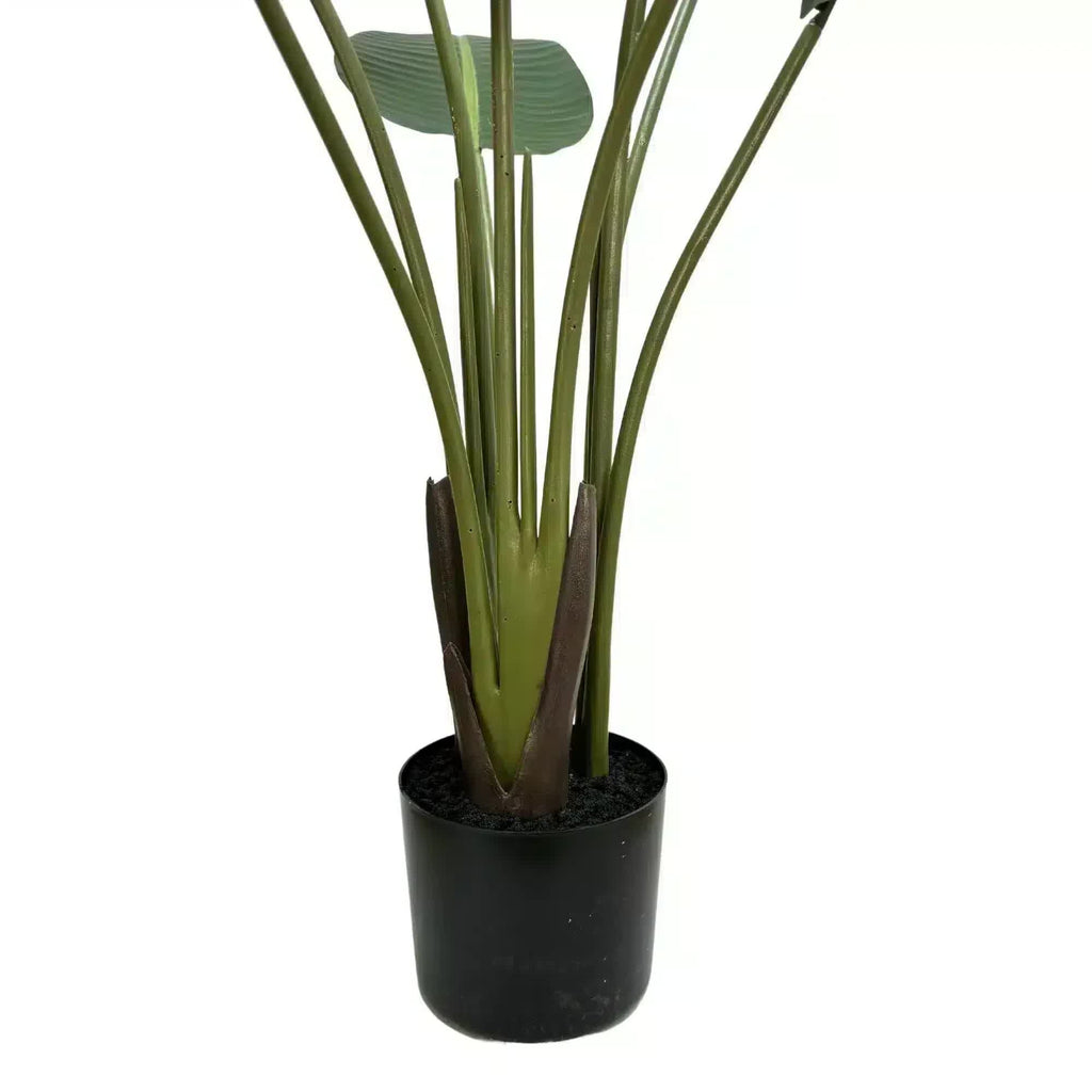 Artificial Travellers Palm in pot, 120cm tall, from Faux Flora, ideal for home and garden decor, featuring lush green fronds.