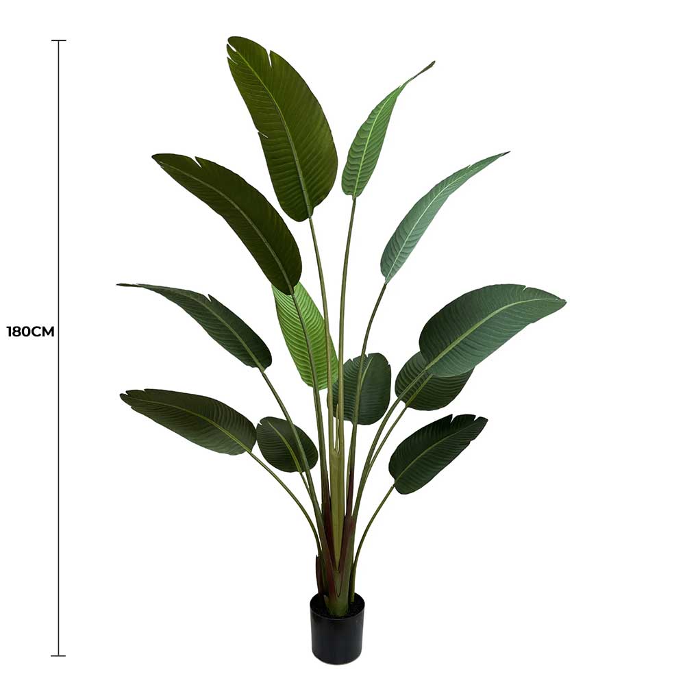 Artificial Travellers Palm tree in a pot, 180cm tall, by Faux Flora, suitable for home and garden decor.