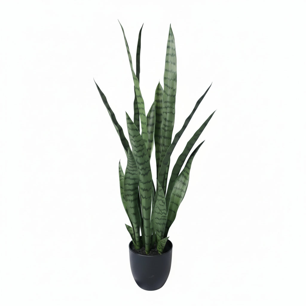 Artificial Sansevieria snake plant in a pot, UV resistant, 90cm tall, ideal for home and garden decor by Faux Flora.
