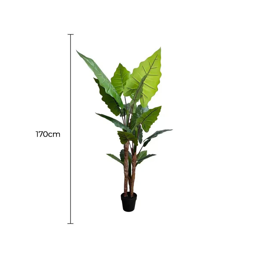 Artificial Taro Elephant Ear Palm by Faux Flora, 170cm tall, realistic green tropical plant for home and garden décor.