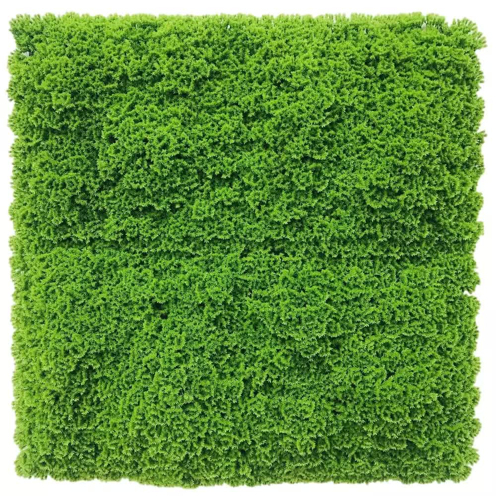 Artificial green moss wall panel by Faux Flora, UV resistant, 100cm x 100cm, ideal for home and garden wall decor.