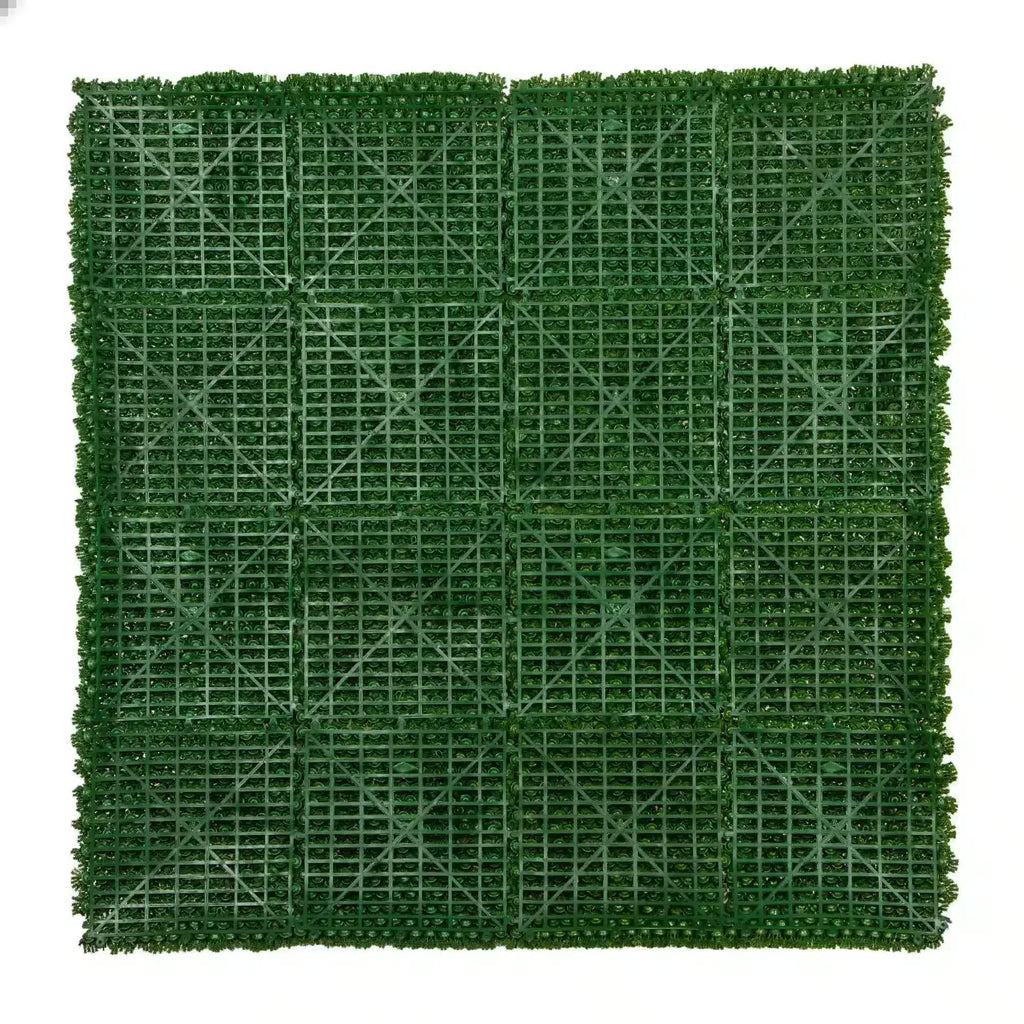 Artificial green moss wall panel by Faux Flora, UV resistant, 100cm x 100cm, ideal for home and garden wall décor.