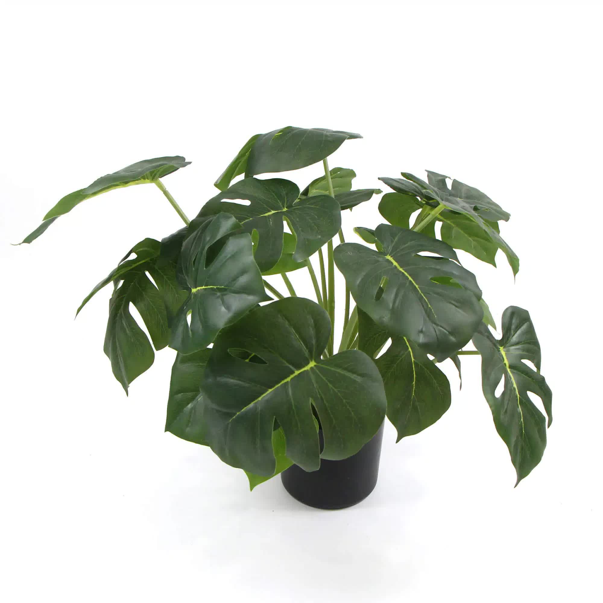 Dense potted artificial Monstera Deliciosa plant with real-touch leaves in a 50cm pot, perfect for home and garden decor.