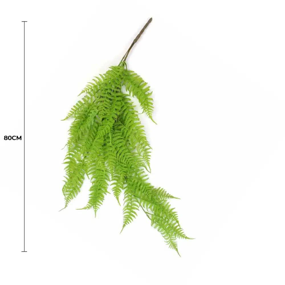 Artificial hanging Boston fern by Faux Flora, UV resistant, 85cm long, lush green foliage for home and garden decor.