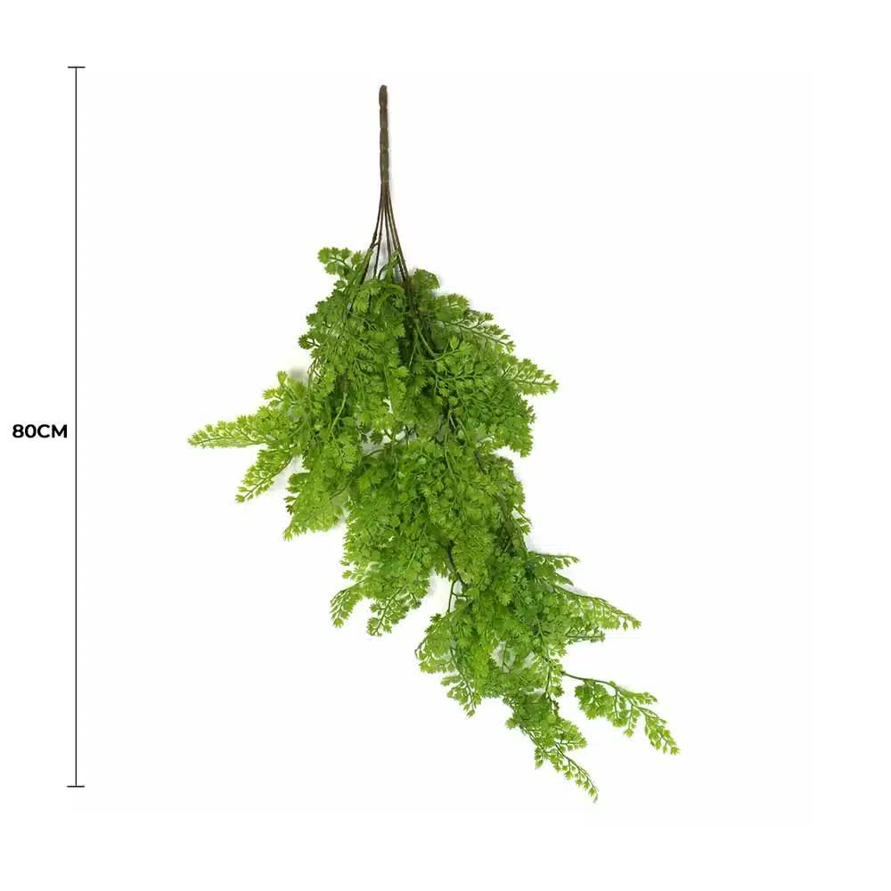 Artificial Maiden Hair Fern Bush by Faux Flora, 80cm hanging green plant with dense leaves, UV resistant for indoor or outdoor use.