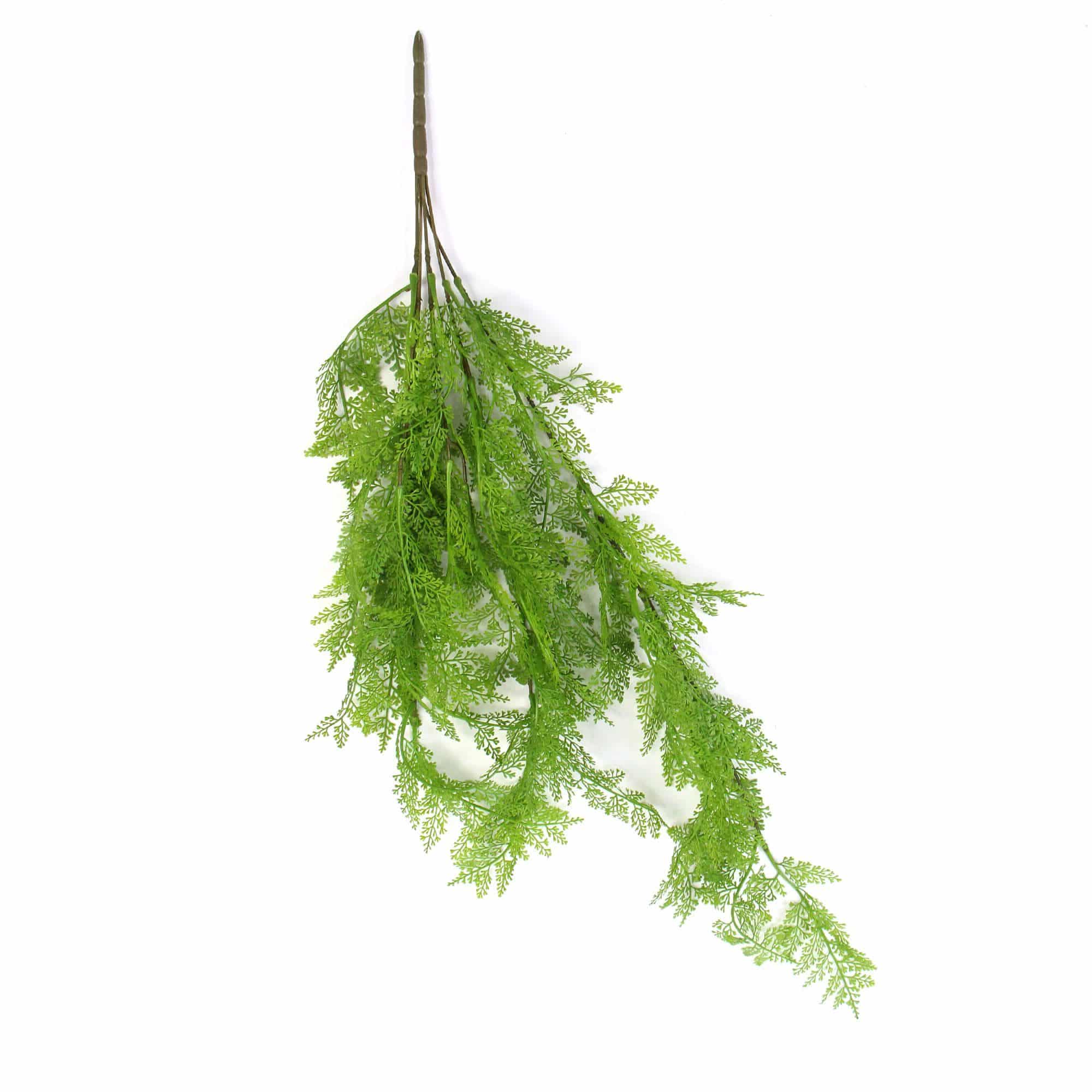 Artificial hanging Maiden Hair Fern bush by Faux Flora, 80cm UV resistant dense green foliage for home and garden décor.