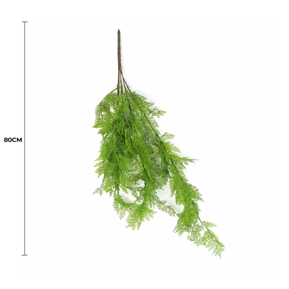 Artificial hanging Maiden Hair Fern bush by Faux Flora, 80cm UV resistant dense green plant for home and garden decor.
