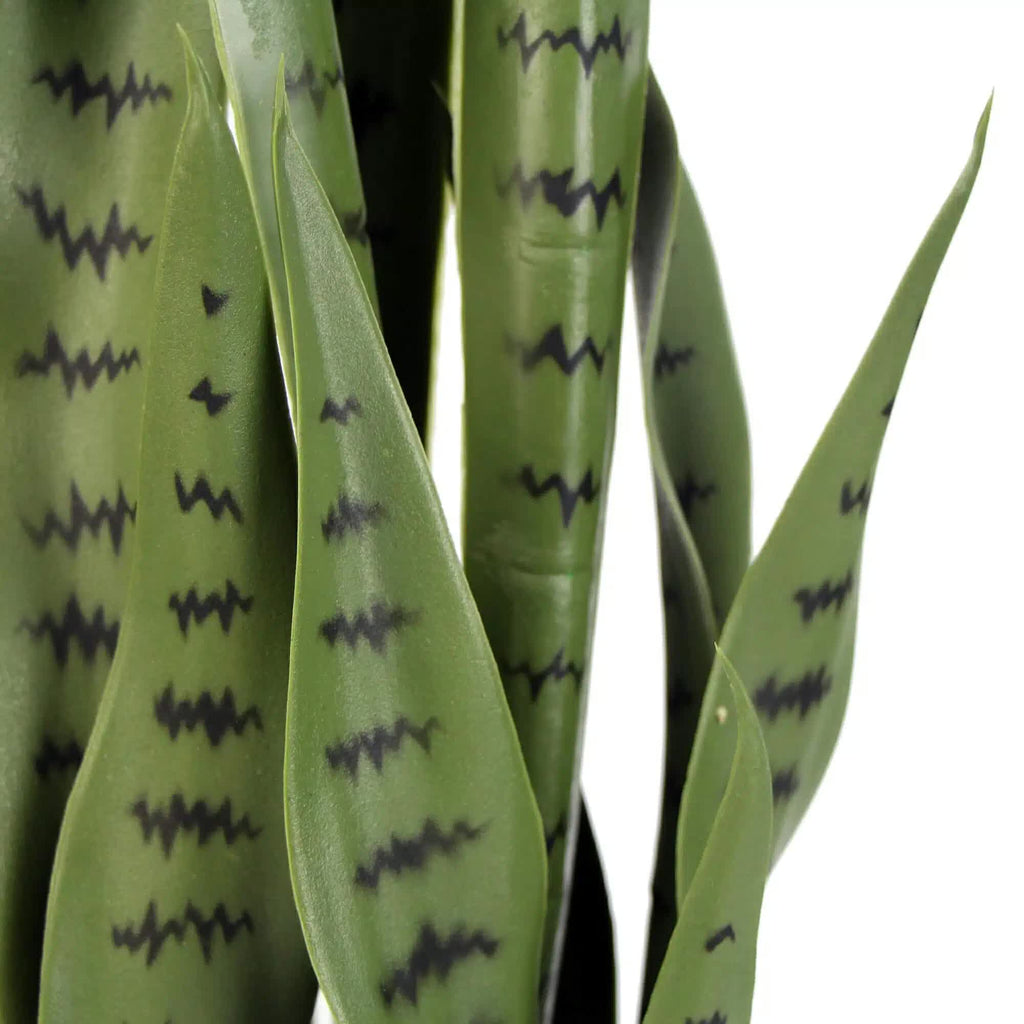 Artificial Snake Plant Sansevieria by Faux Flora, UV resistant, 85cm tall, realistic indoor faux plant for home and garden decor.