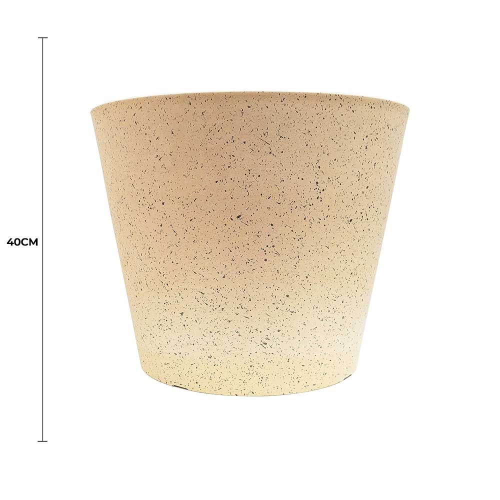 White cream imitation stone pot by Faux Flora, 40cm tall, ideal for artificial plants in home and garden decor.