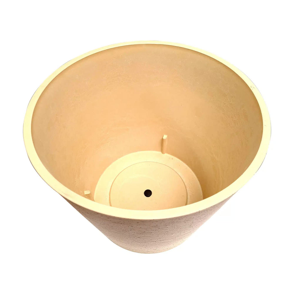 White cream imitation stone pot, 40cm tall, from Faux Flora, designed for artificial plants in home and garden decor.