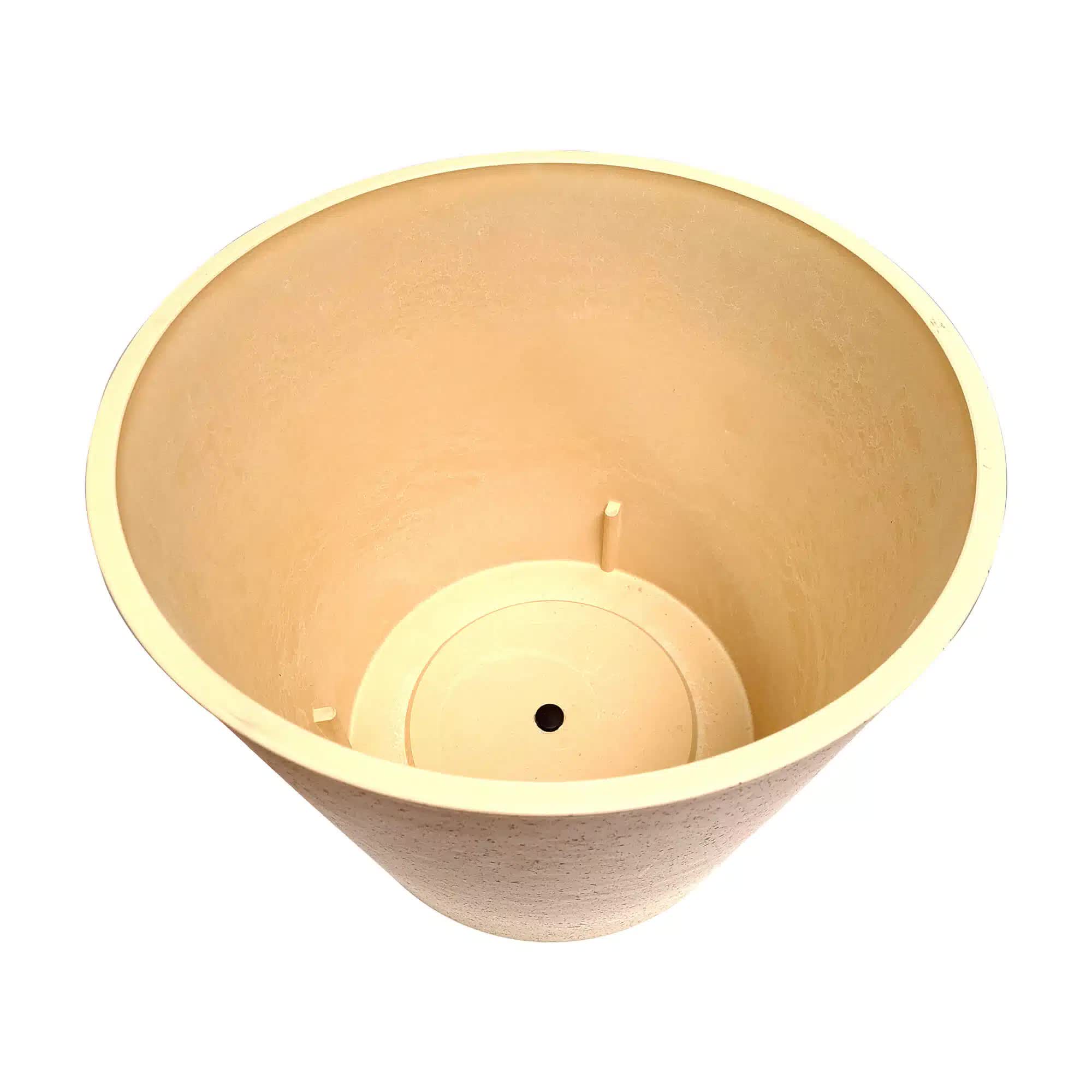 White cream imitation stone pot, 40cm tall, from Faux Flora, designed for artificial plants in home and garden decor.