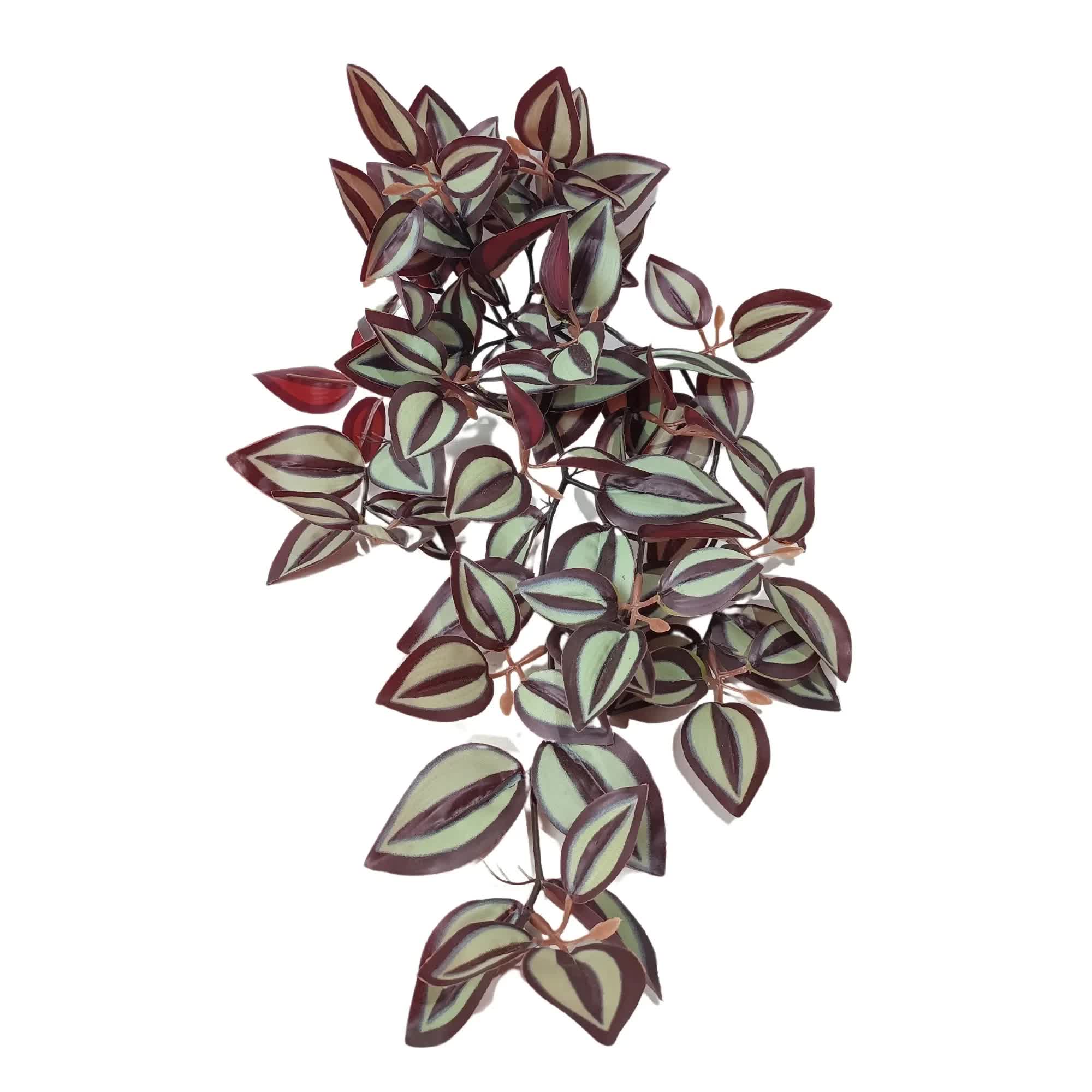 Artificial hanging Burgundy Tradescantia Zebrina plant from Faux Flora, 42cm, with vibrant burgundy leaves for home and garden decor.