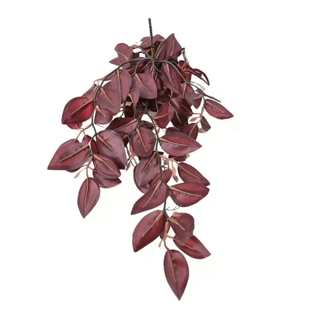 Artificial hanging Burgundy Tradescantia Zebrina plant from Faux Flora, 42cm, featuring vibrant burgundy draping leaves for home decor.