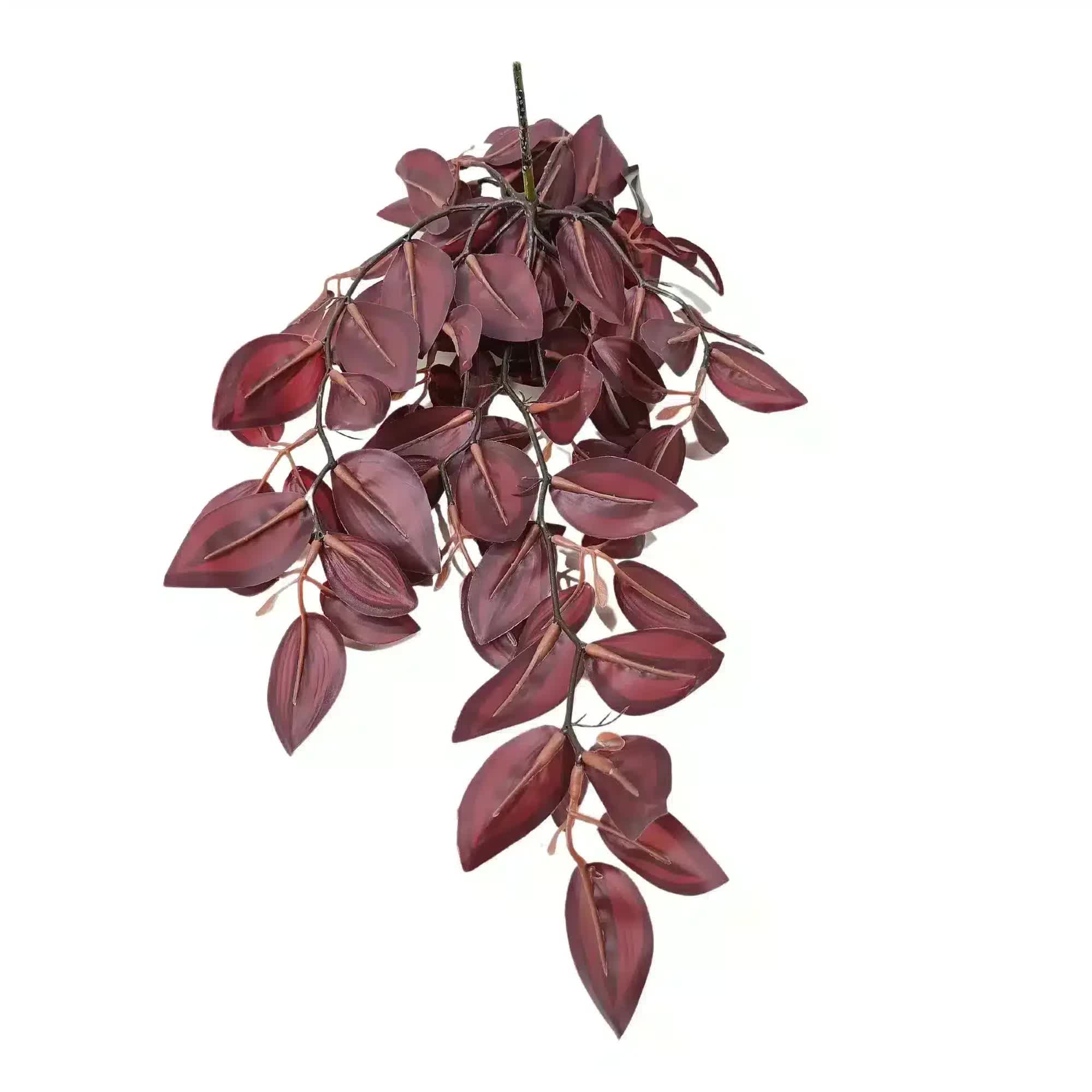 Artificial hanging Burgundy Tradescantia Zebrina plant from Faux Flora, 42cm, featuring vibrant burgundy draping leaves for home decor.