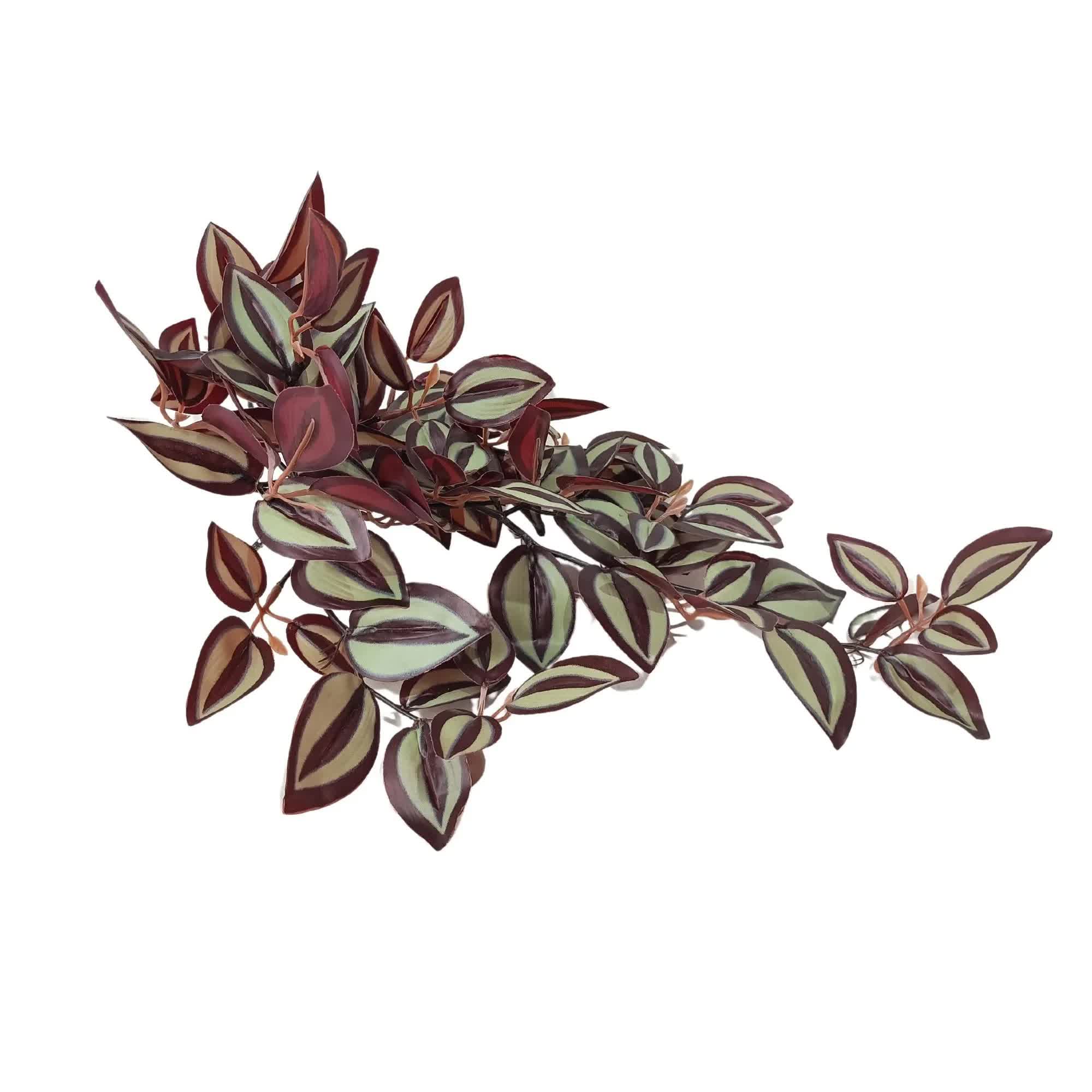Artificial hanging Burgundy Tradescantia Zebrina plant by Faux Flora, 42cm long, with vibrant burgundy and green draping leaves.