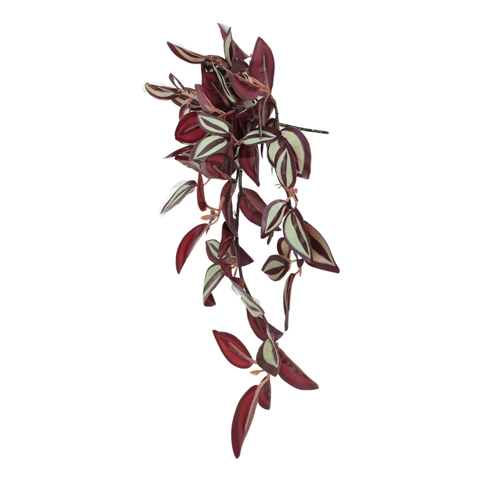 Artificial hanging Burgundy Tradescantia Zebrina plant from Faux Flora, 42cm, with vibrant purple and green draping leaves.