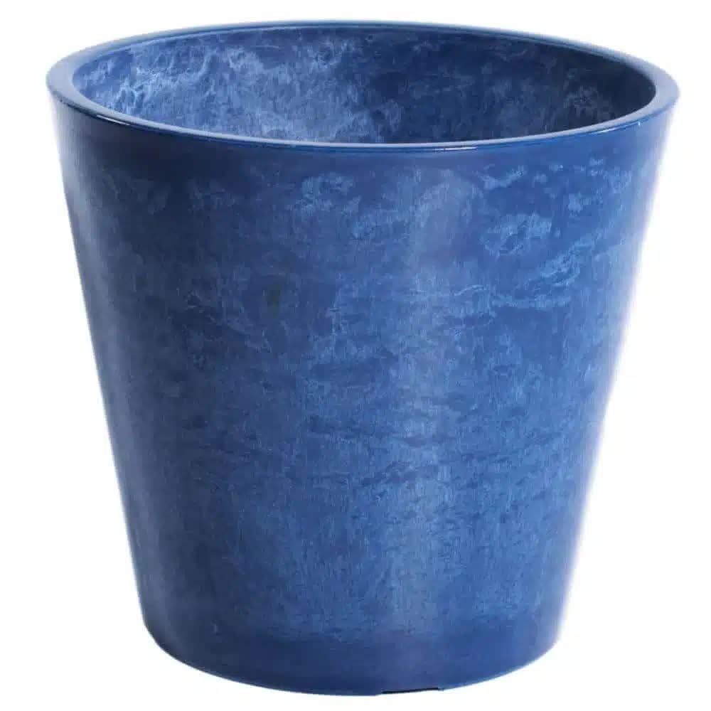 Glossy blue 25cm garden pot from Faux Flora, ideal for artificial plants, with a smooth, shiny finish for home and garden decor.