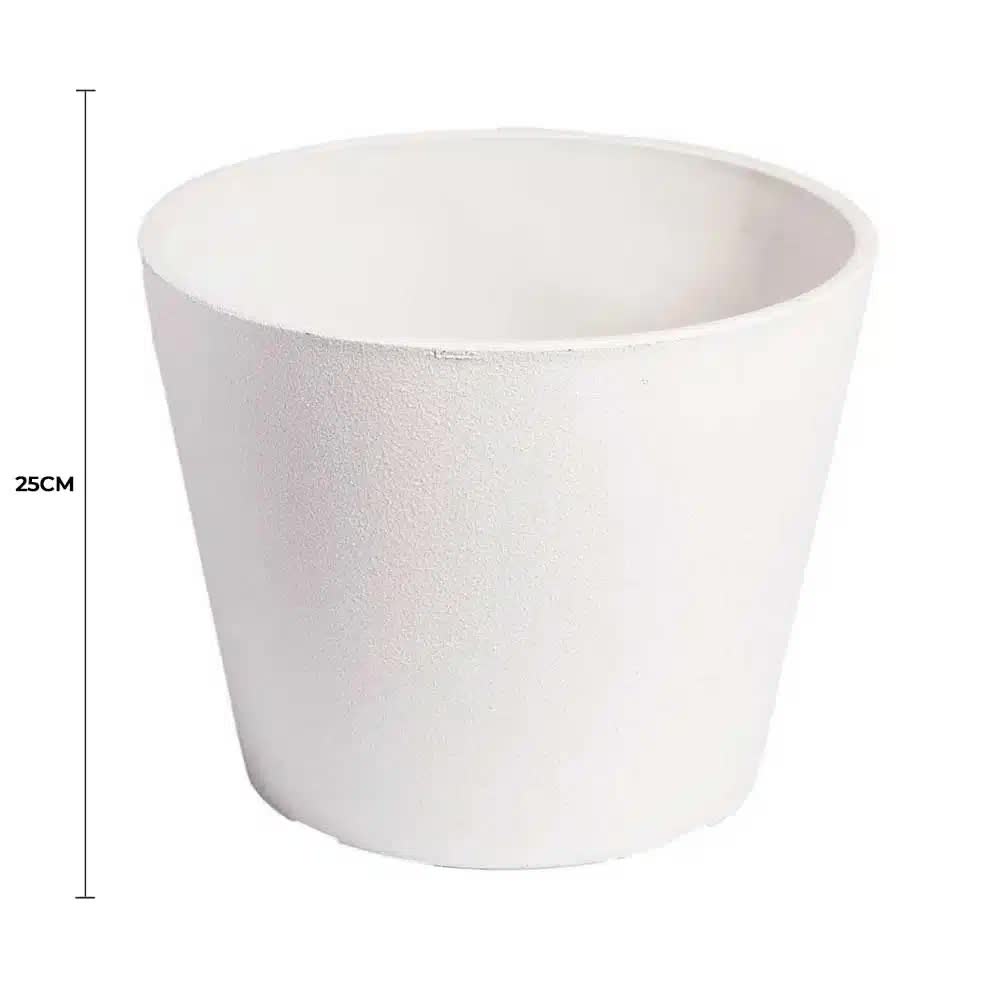 White 25cm Rendered Planter Pot by Faux Flora, ideal for artificial plants in home and garden decor.