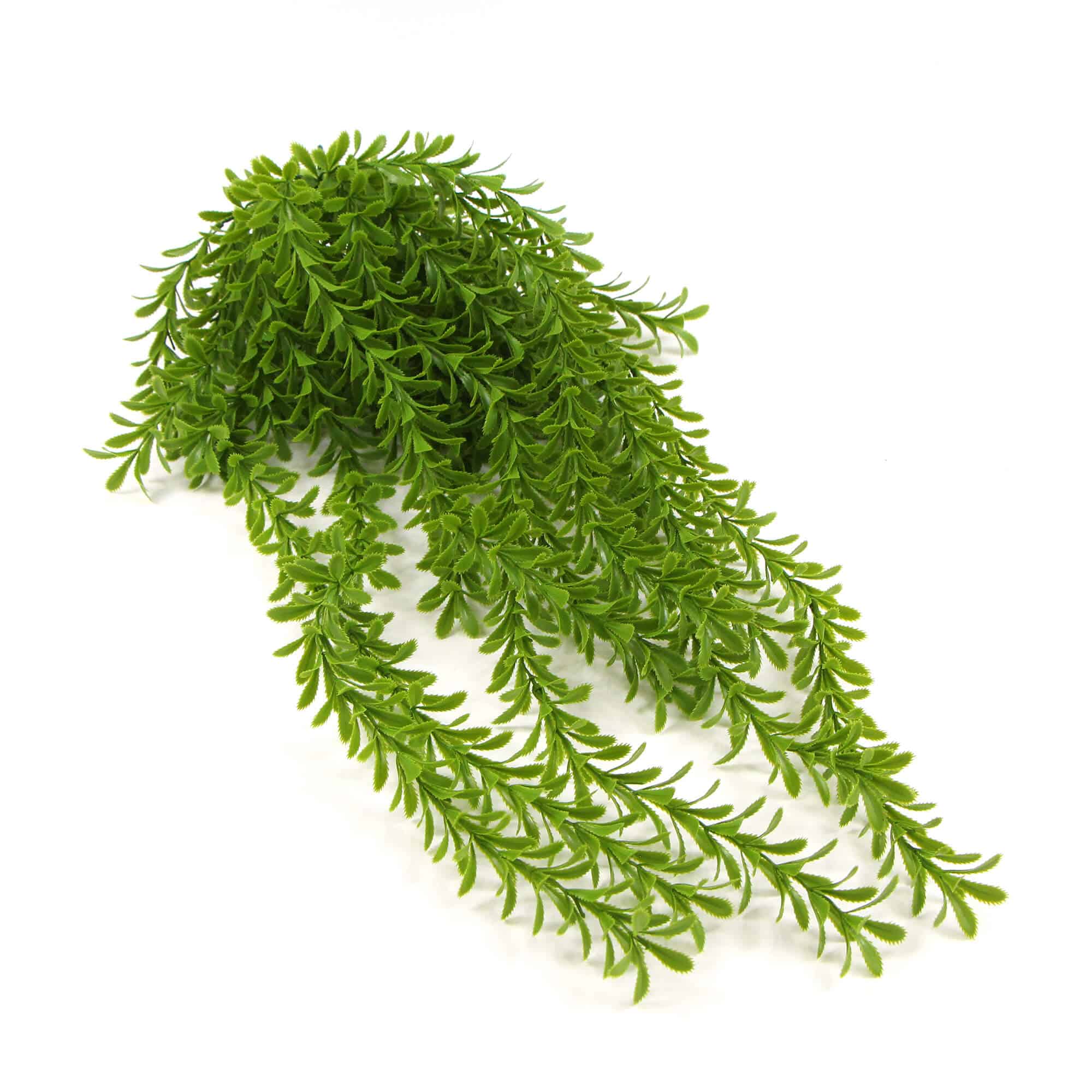Artificial green leaf garland on a white background