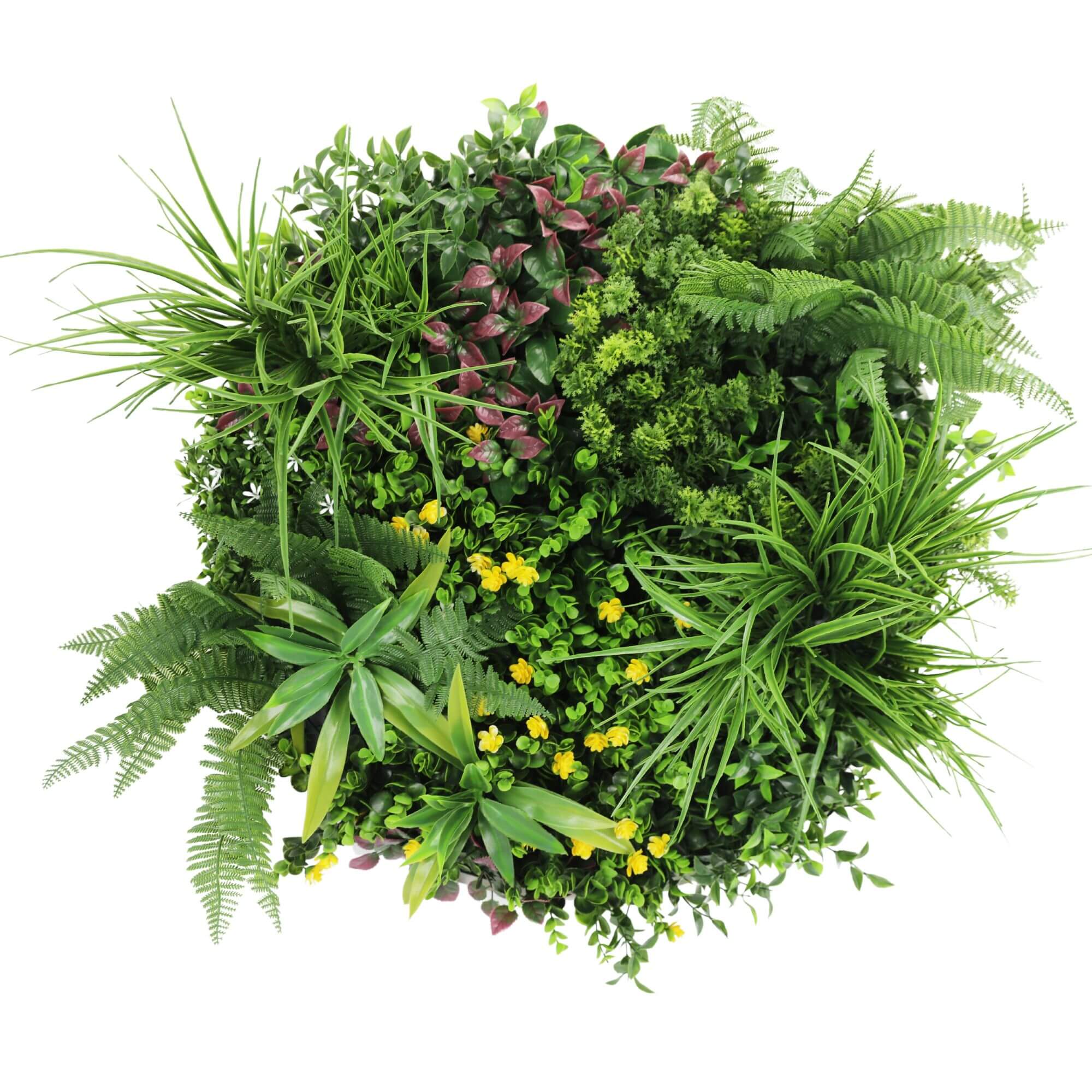 Black 60cm artificial wall disc fern plant by Faux Flora, UV resistant, perfect for home and garden wall decor.