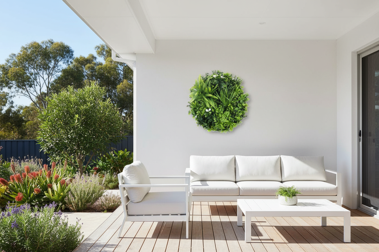 Alfresco – disc on rendered exterior patio wall