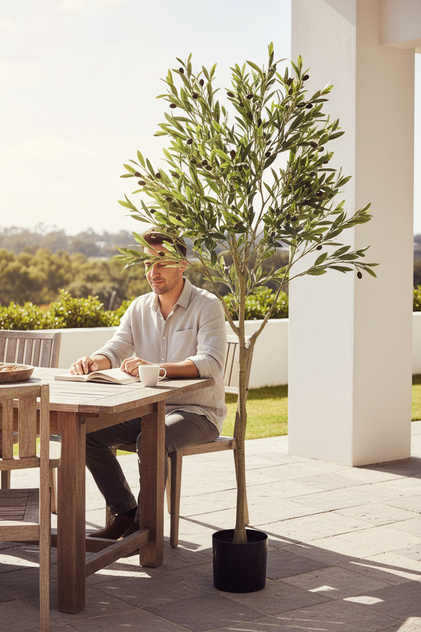 Alfresco outdoor lifestyle with man at table