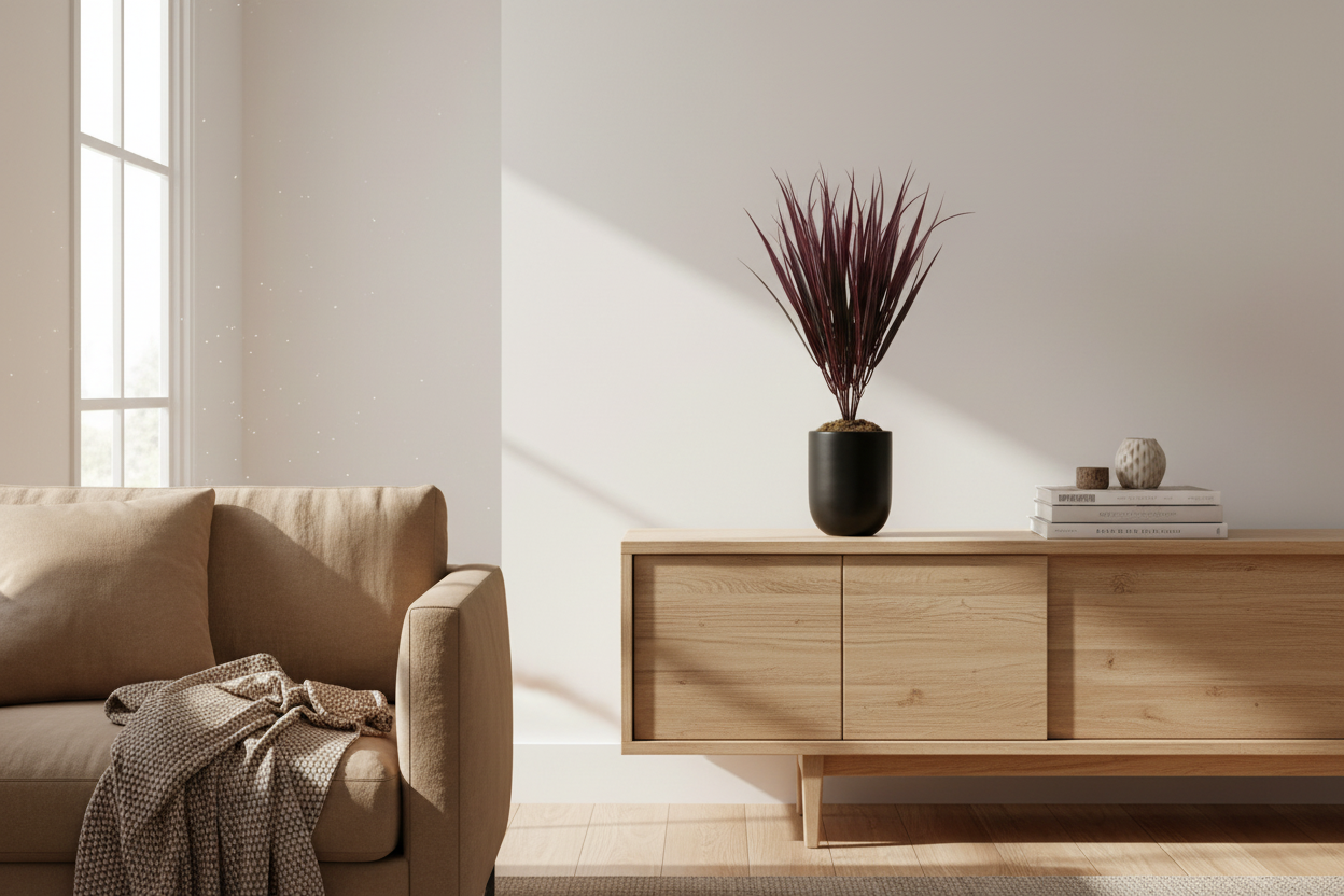 Burgundy grass living room